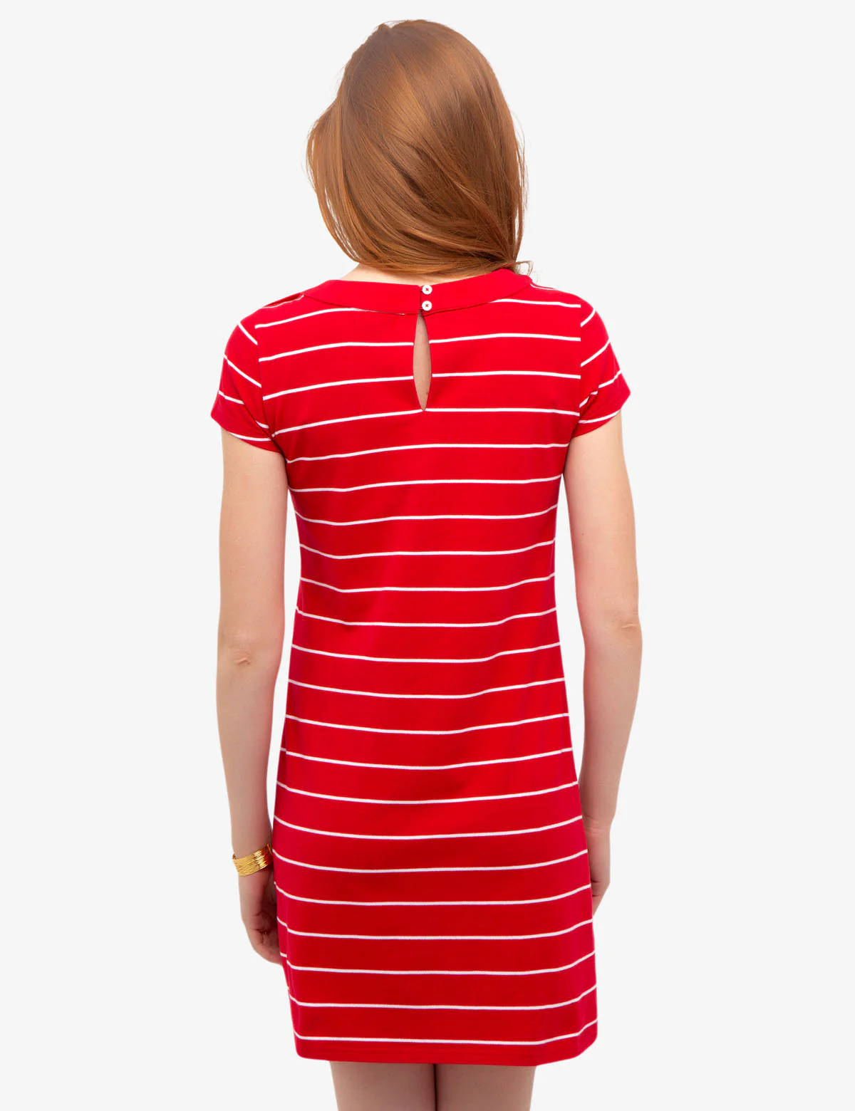 STRIPED BUTTON SHOULDER DRESS - Image 3