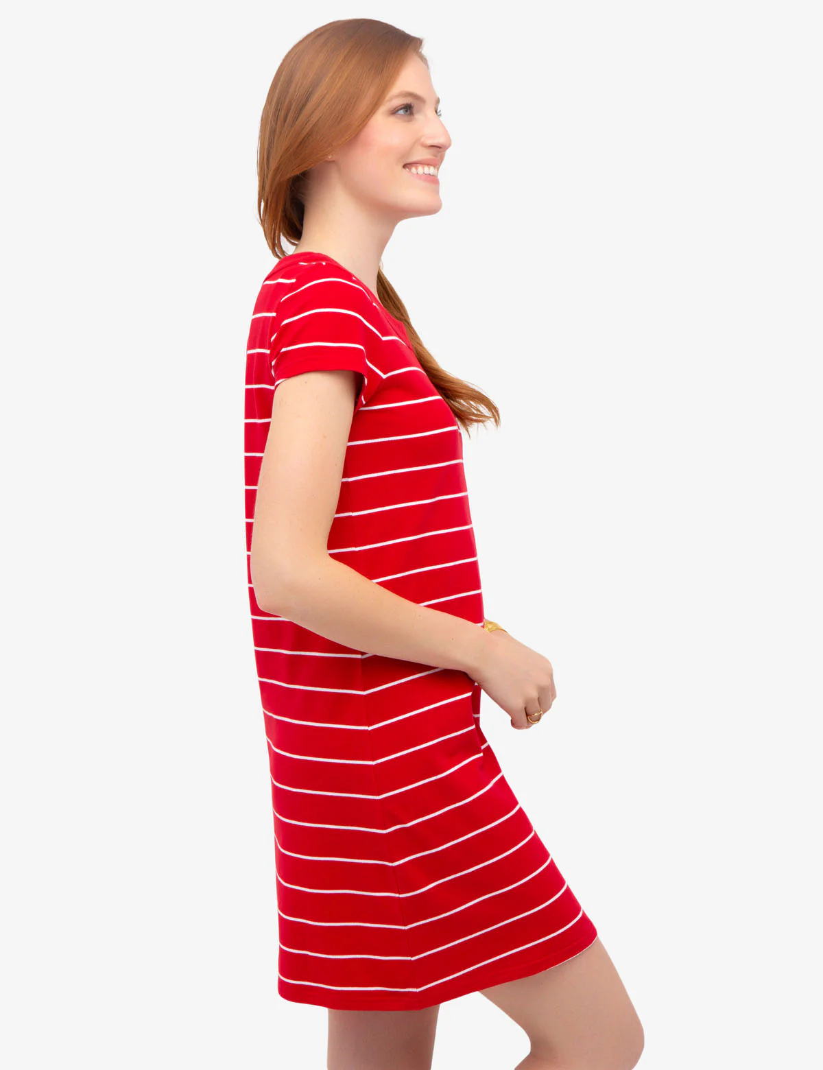 STRIPED BUTTON SHOULDER DRESS - Image 4