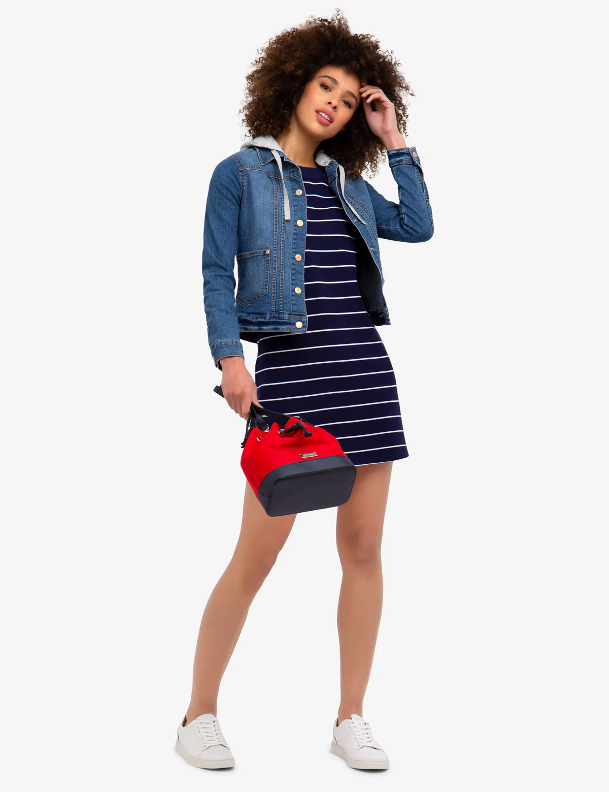 STRIPED BUTTON SHOULDER DRESS - Image 6
