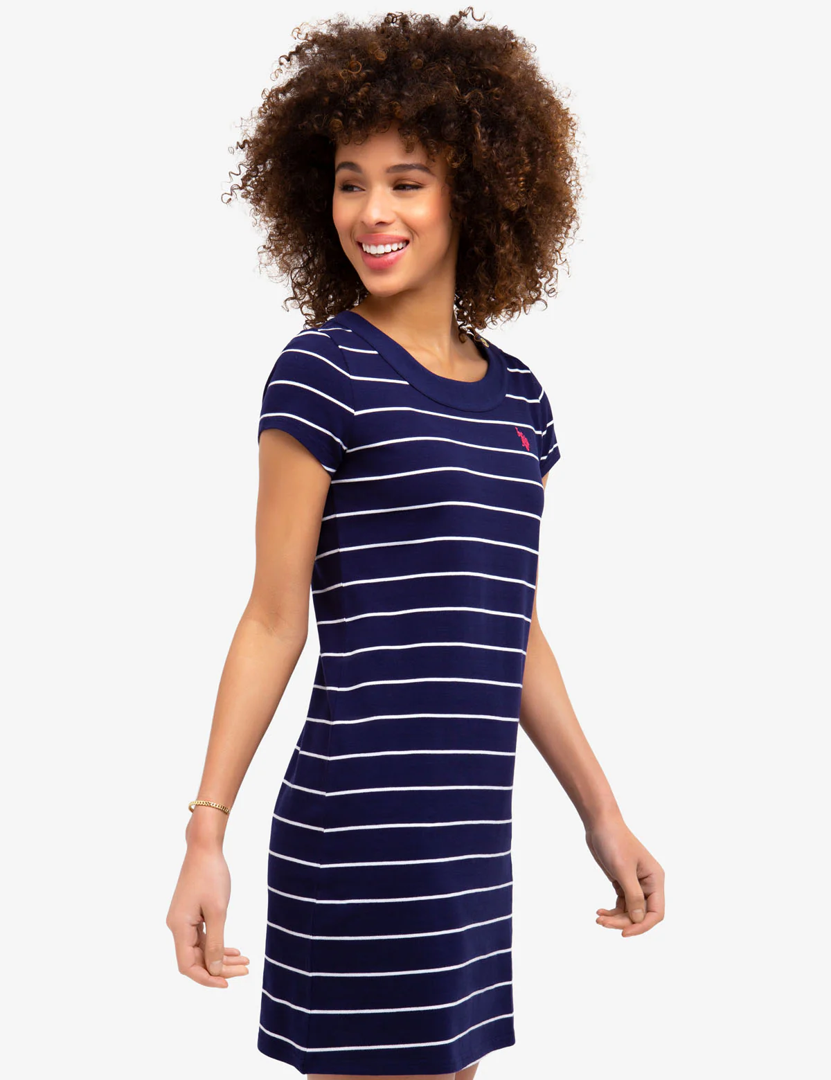 STRIPED BUTTON SHOULDER DRESS - Image 7