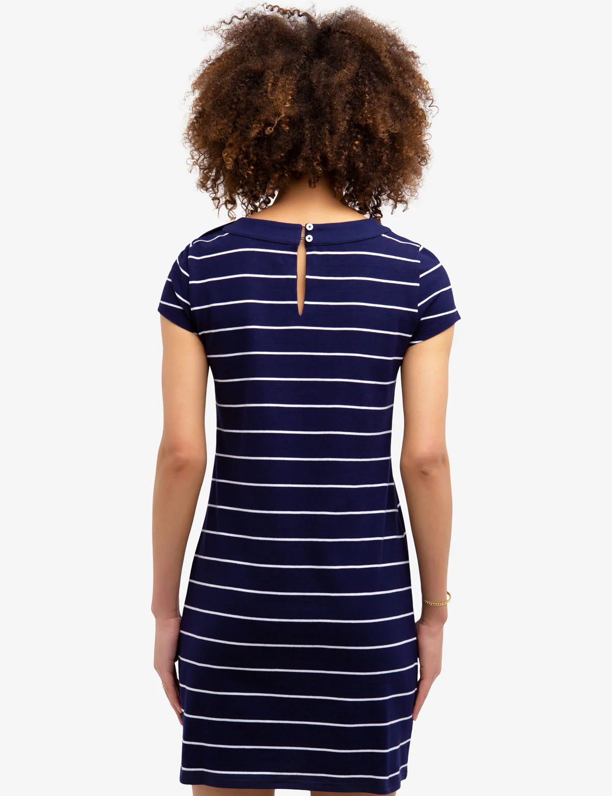 STRIPED BUTTON SHOULDER DRESS - Image 8