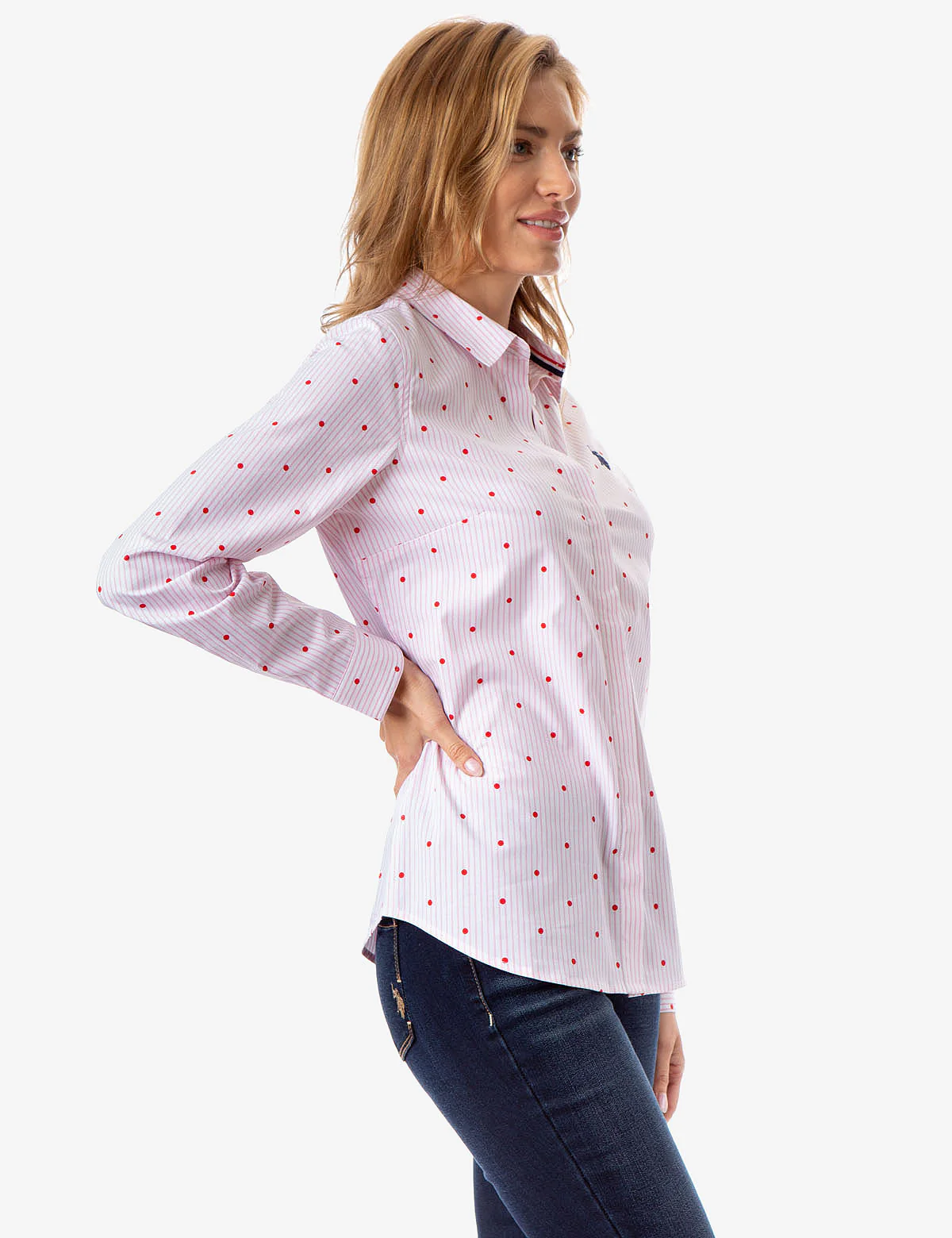 ALL OVER STRIPED DOT LONG SLEEVE SHIRT - Image 3