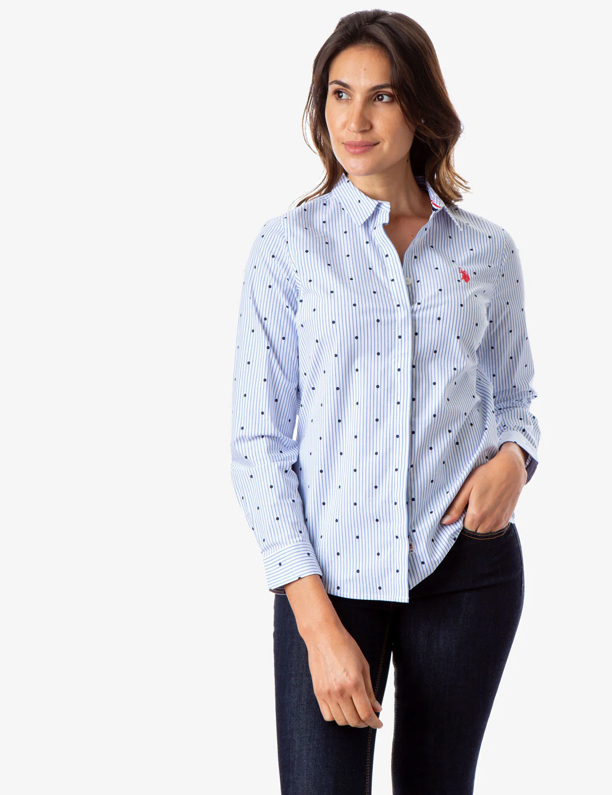 ALL OVER STRIPED DOT LONG SLEEVE SHIRT - Image 6