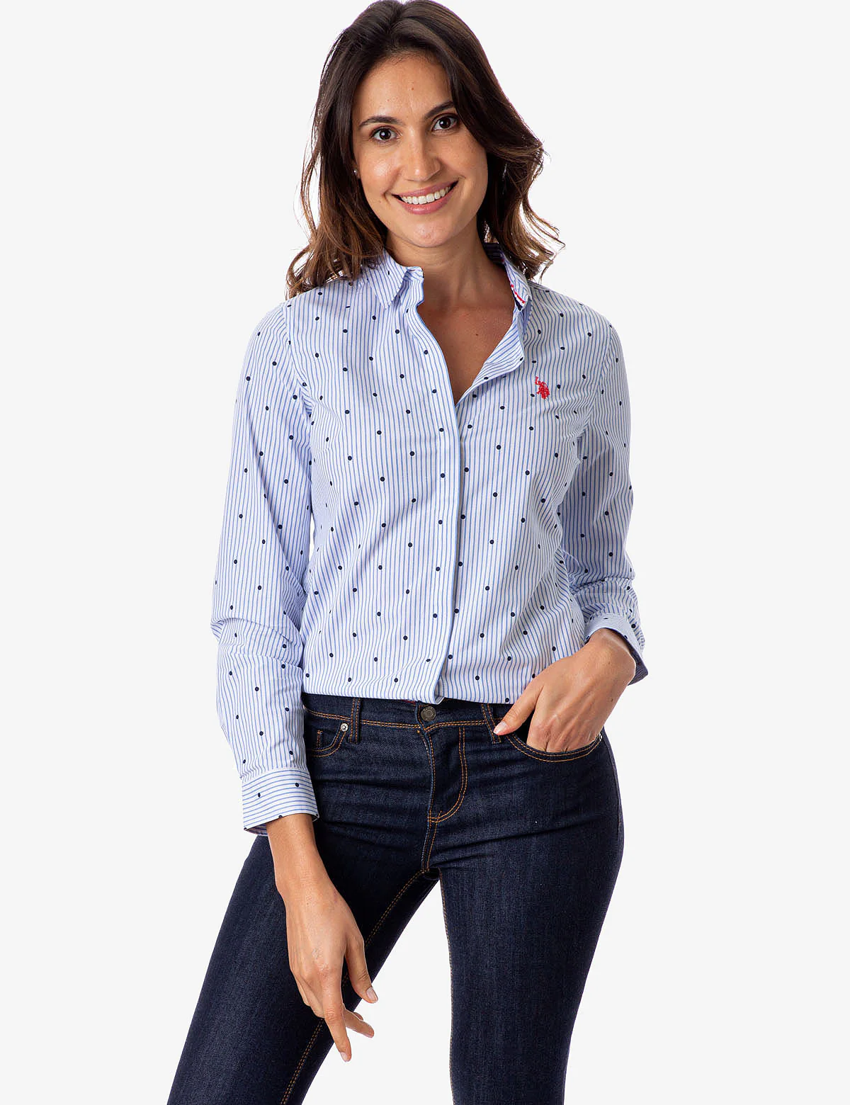 ALL OVER STRIPED DOT LONG SLEEVE SHIRT - Image 7