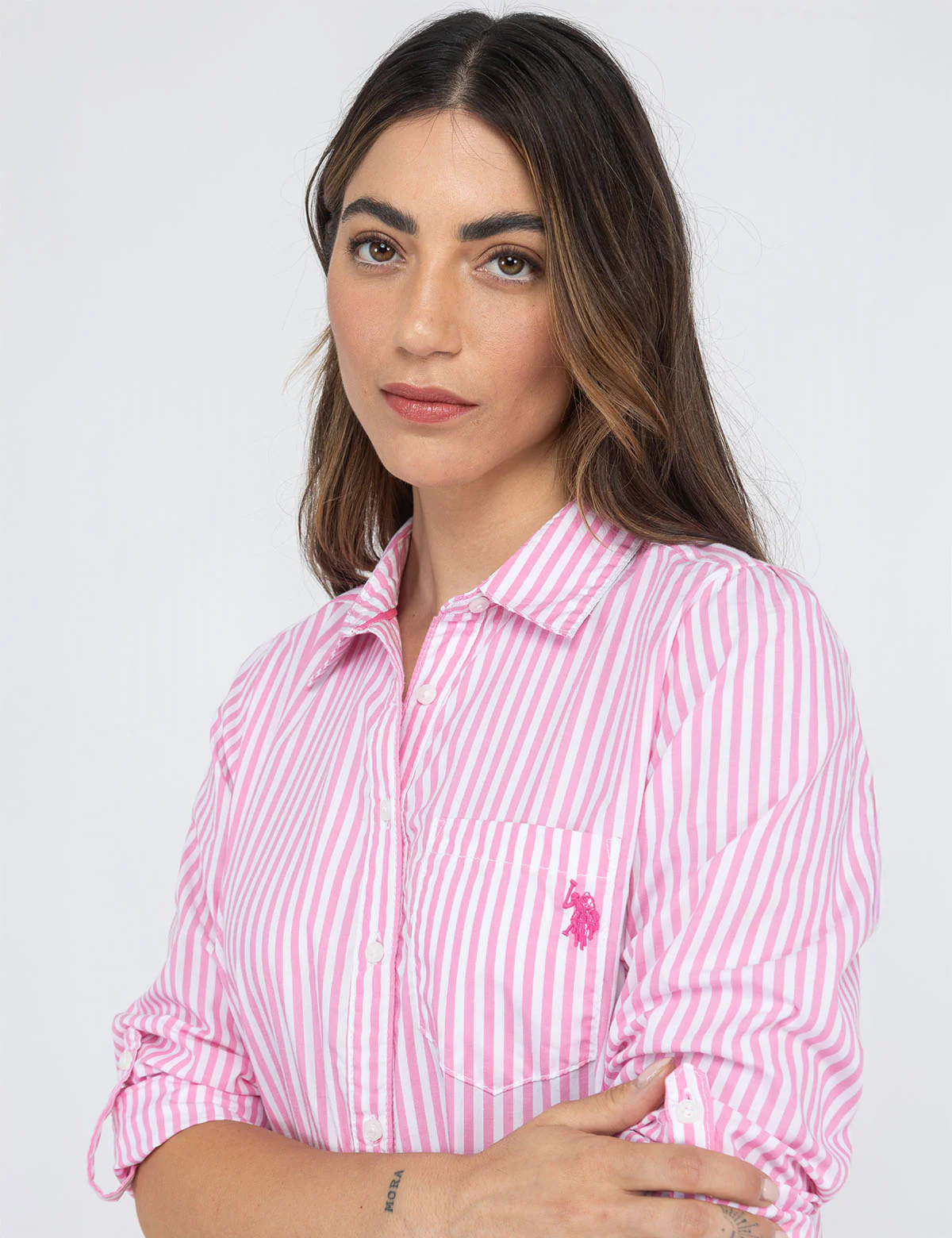STRIPED DROP PEPLUM SHIRT DRESS - Image 4