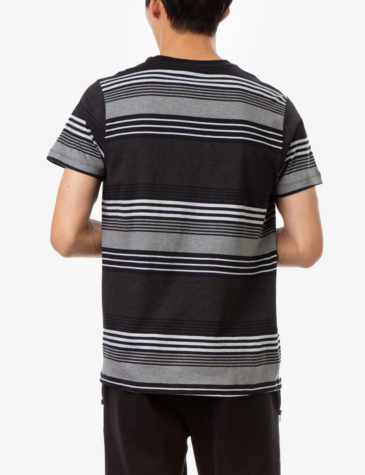 STRIPE HEATHER CREW NECK T-SHIRT - Image 3