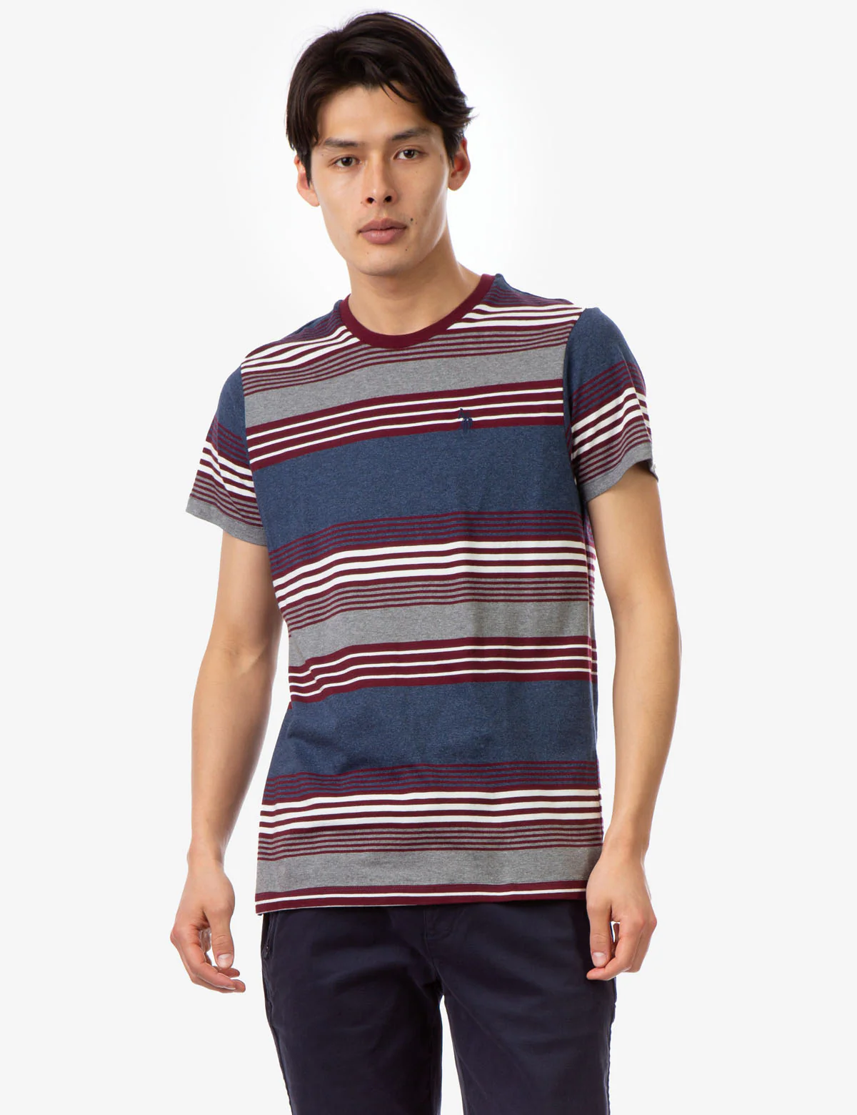 STRIPE HEATHER CREW NECK T-SHIRT - Image 7
