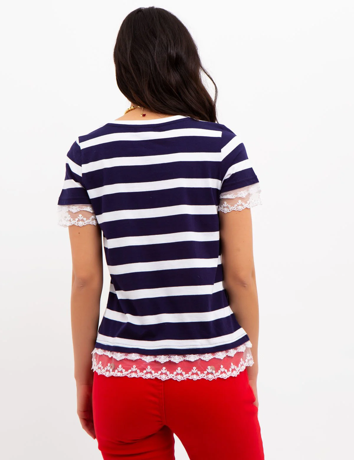 STRIPED LACE TRIM TOP - Image 10