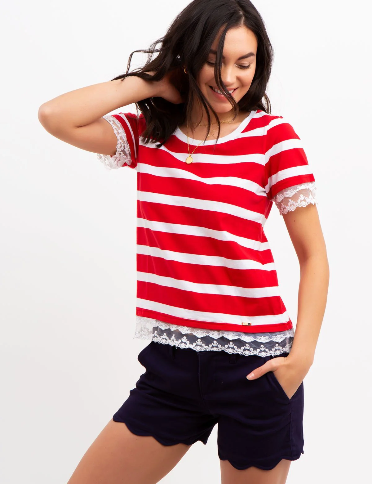 STRIPED LACE TRIM TOP - Image 5