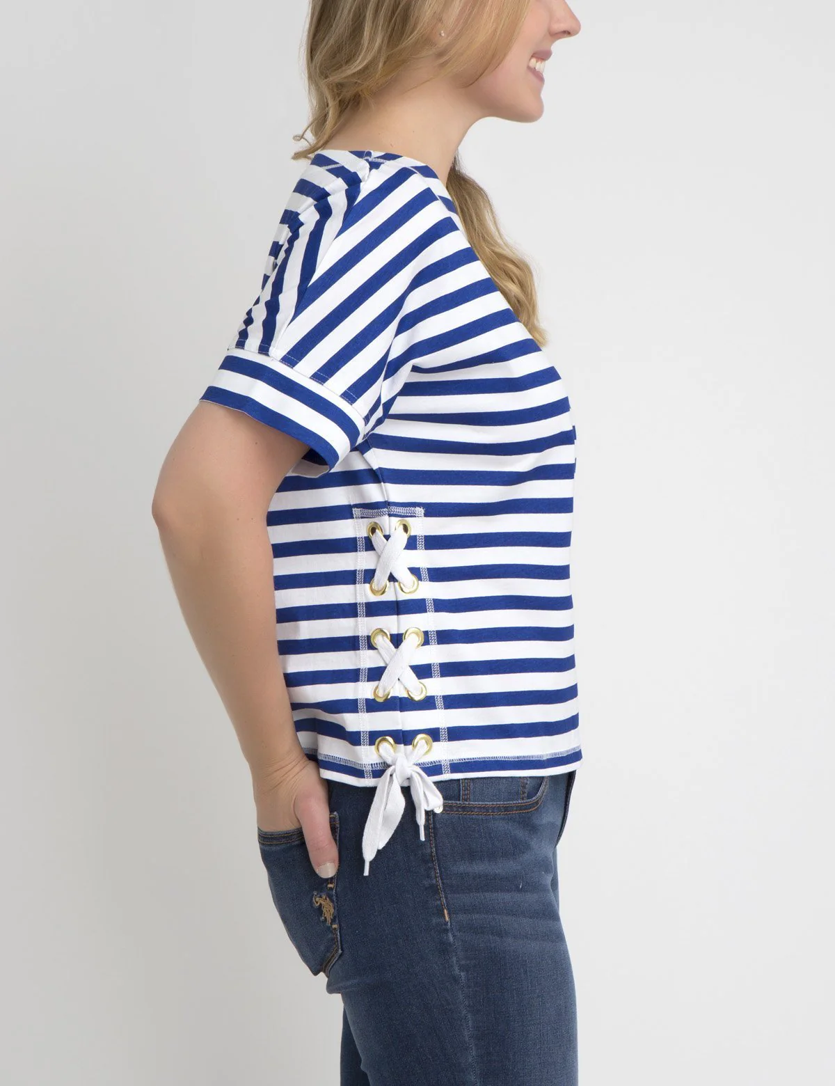 STRIPED LACEUP T-SHIRT - Image 6