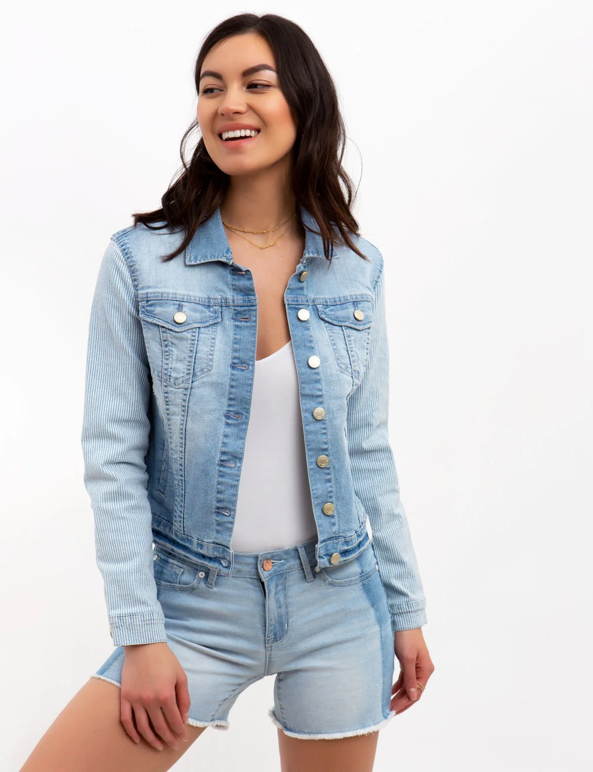 STRIPED SLEEVE DENIM JACKET - Image 5