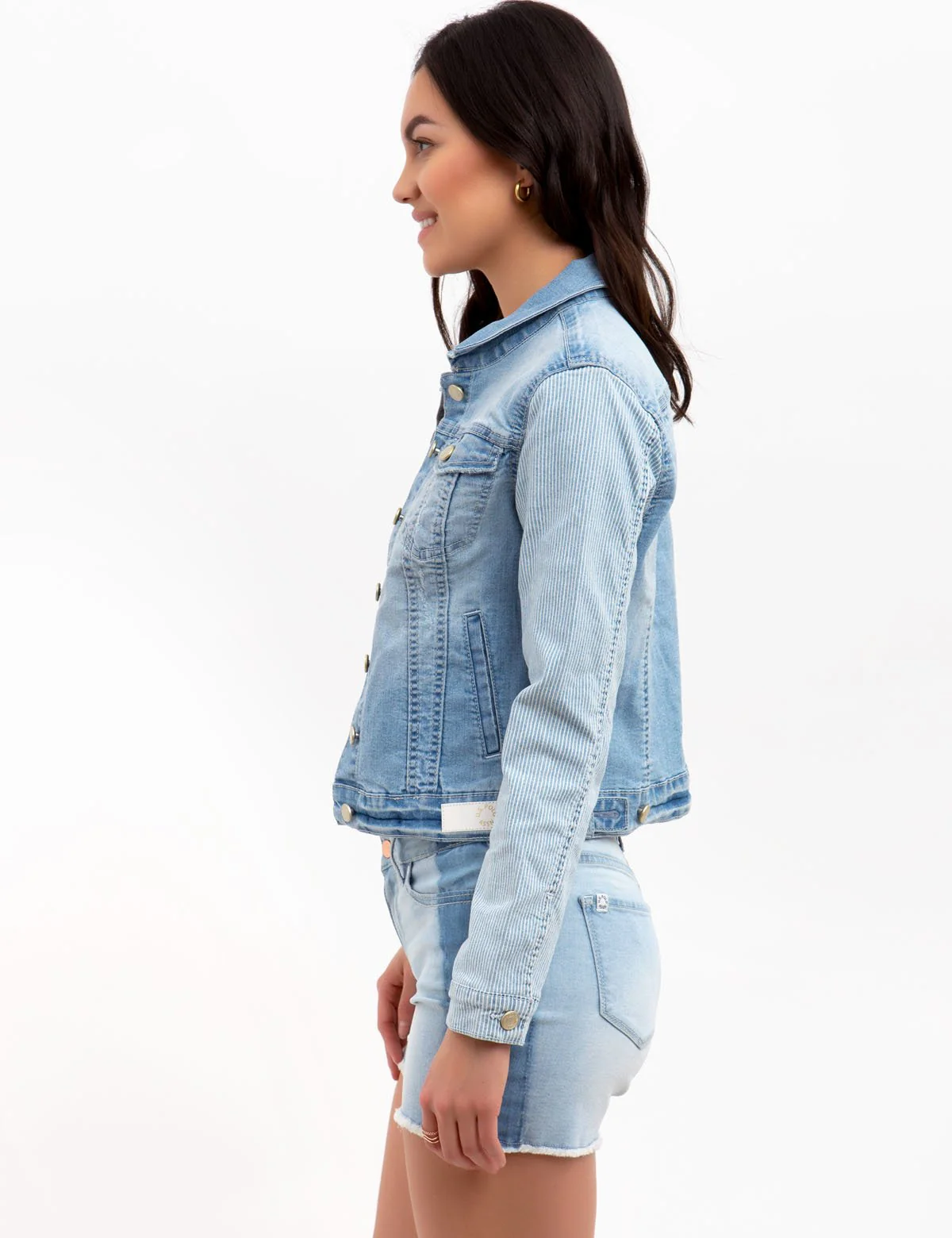 STRIPED SLEEVE DENIM JACKET - Image 6
