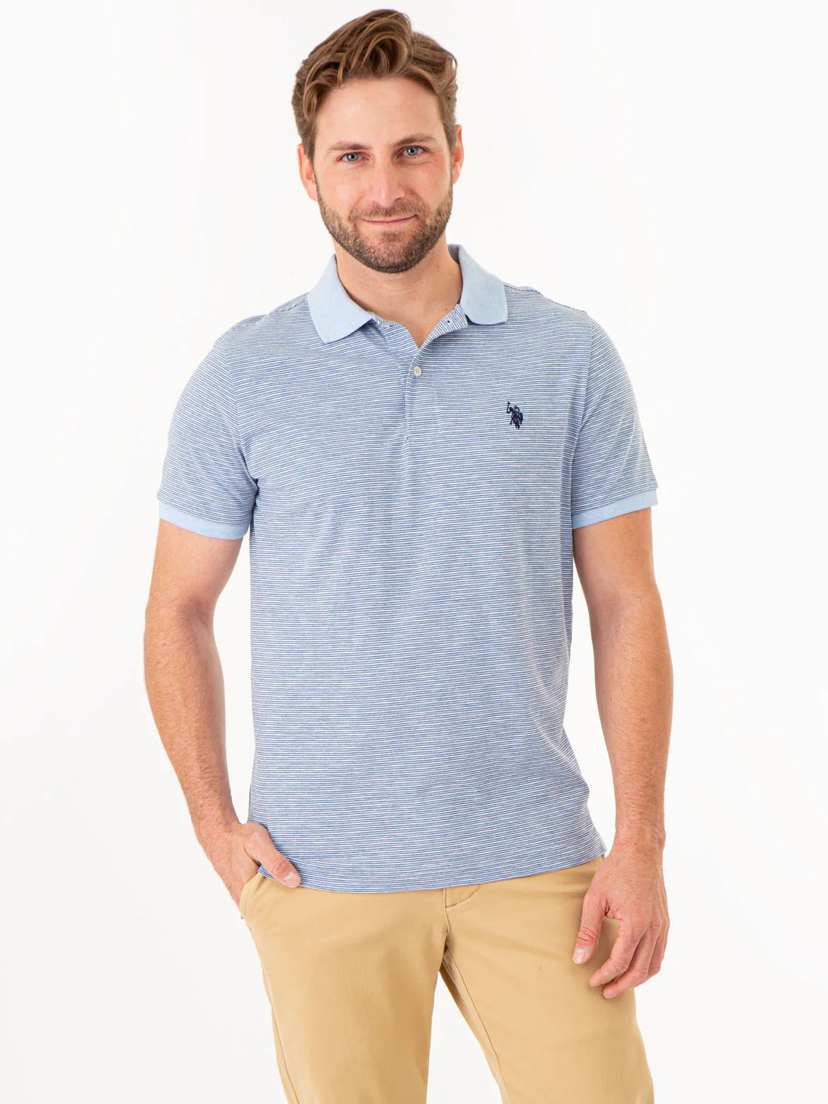 STRIPED SLUB JERSEY POLO SHIRT