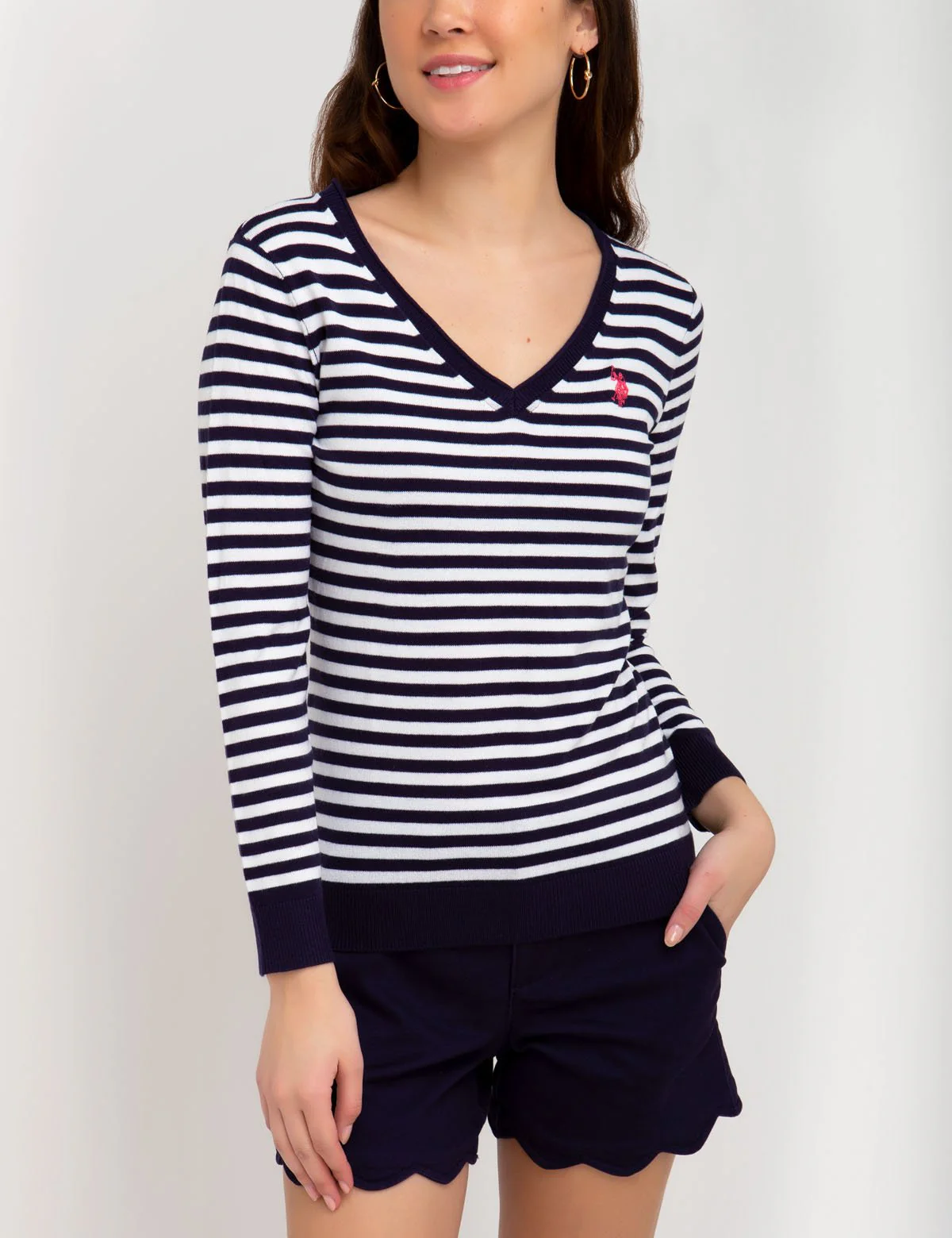 STRIPED V-NECK SWEATER