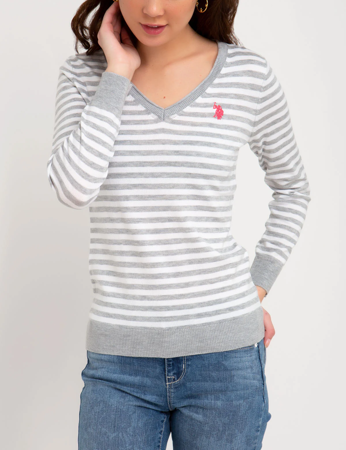 STRIPED V-NECK SWEATER - Image 10