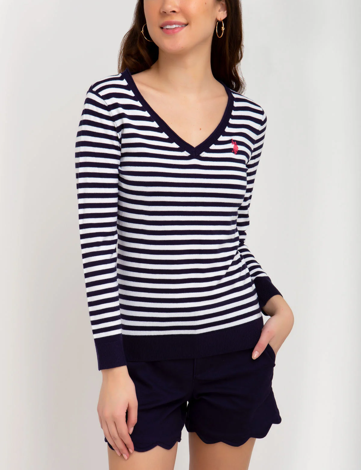 STRIPED V-NECK SWEATER - Image 7