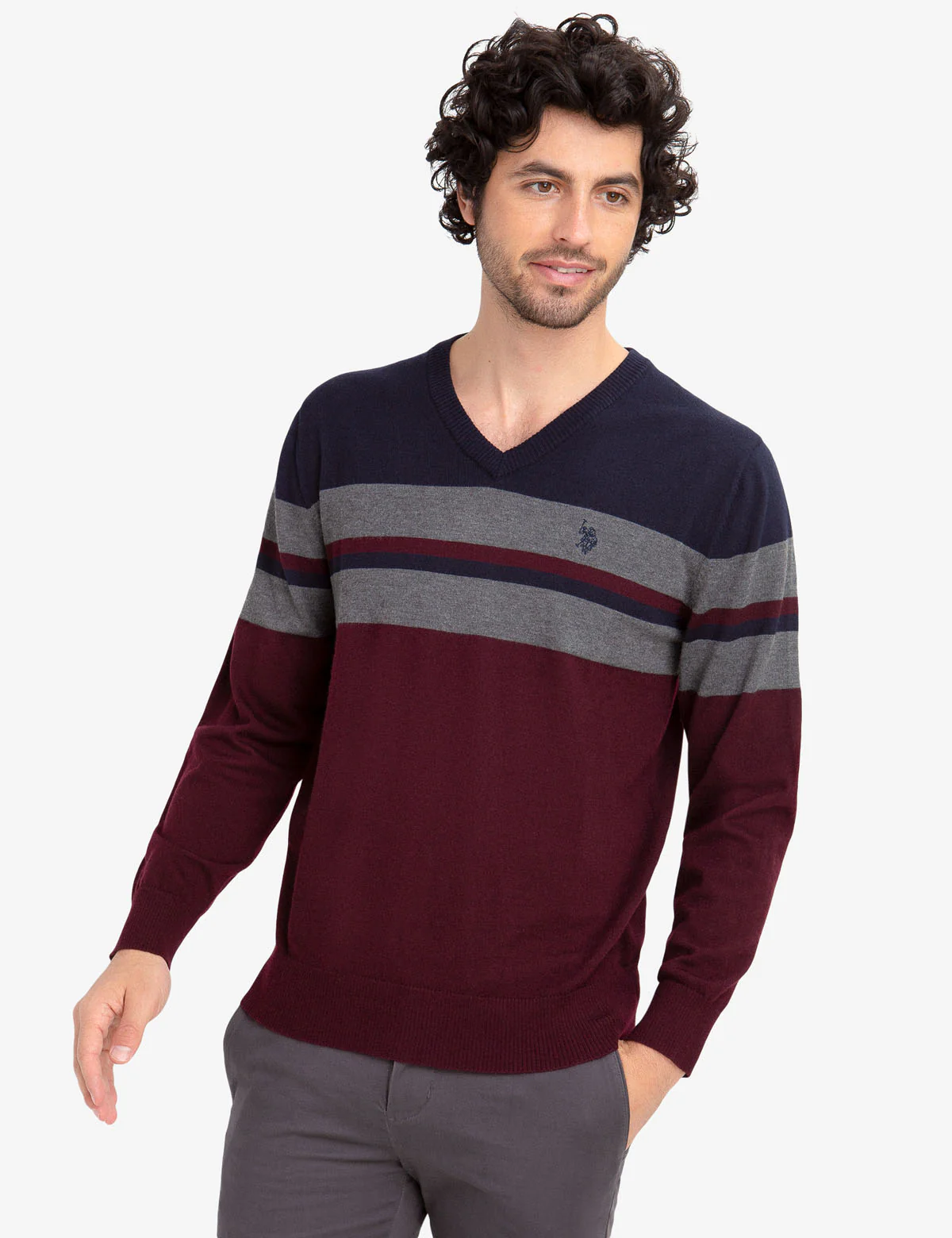 STRIPED V-NECK SWEATER - Image 4