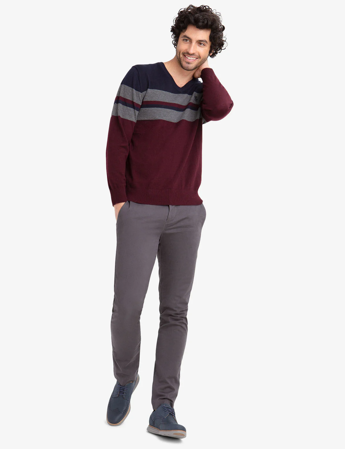 STRIPED V-NECK SWEATER - Image 7