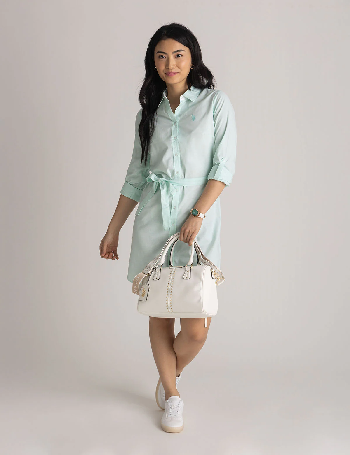 STUDDED SATCHEL WITH CROSSBODY STRAP - Image 2