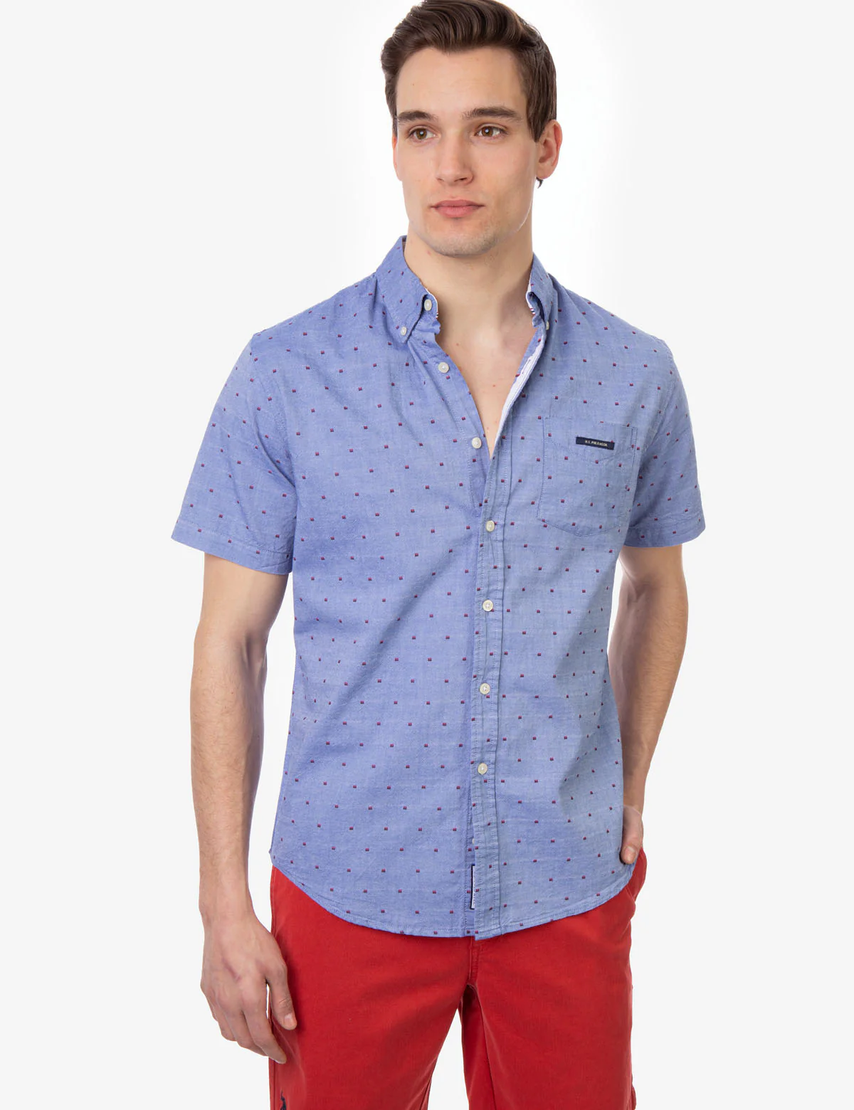 SWISS DOT SHORT SLEEVE OXFORD SHIRT
