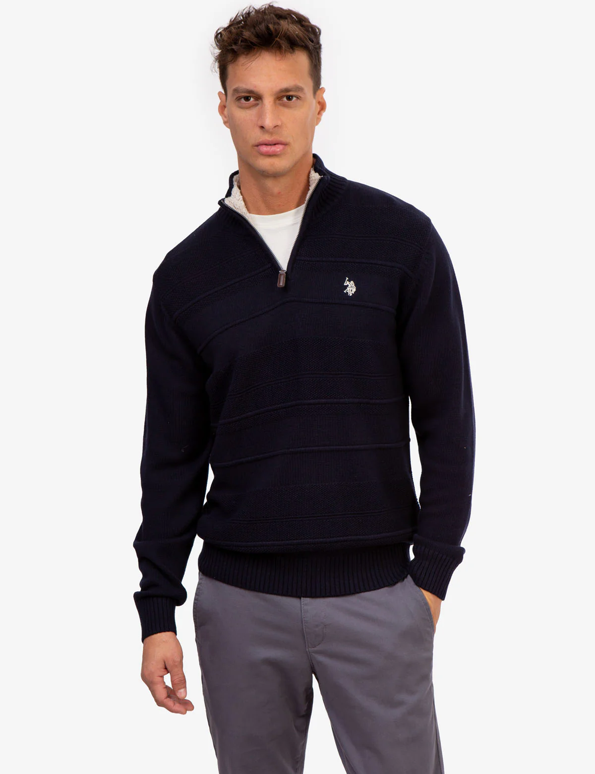 TEXTURED 1/4 ZIP MICROSHERPA SWEATER - Image 6