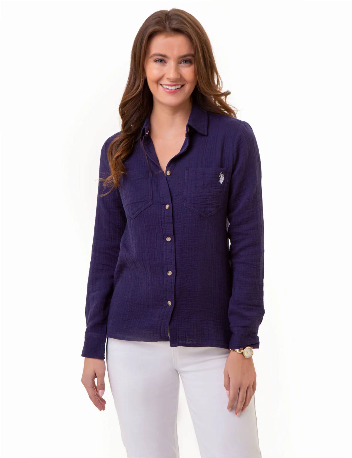 TEXTURED BUTTON-UP LONG SLEEVE SHIRT - Image 5