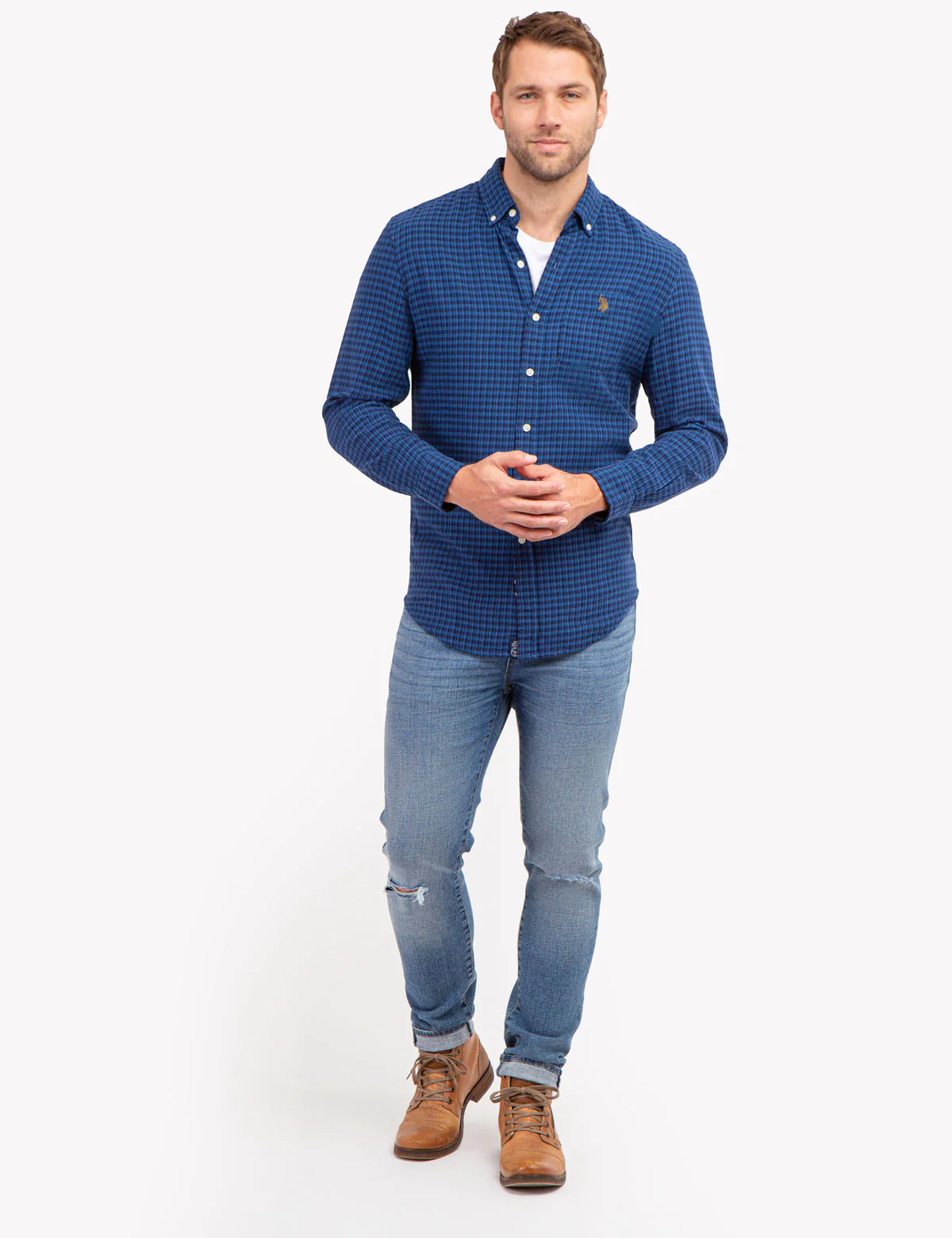 TEXTURED PLAID LONG SLEEVE SHIRT - Image 2