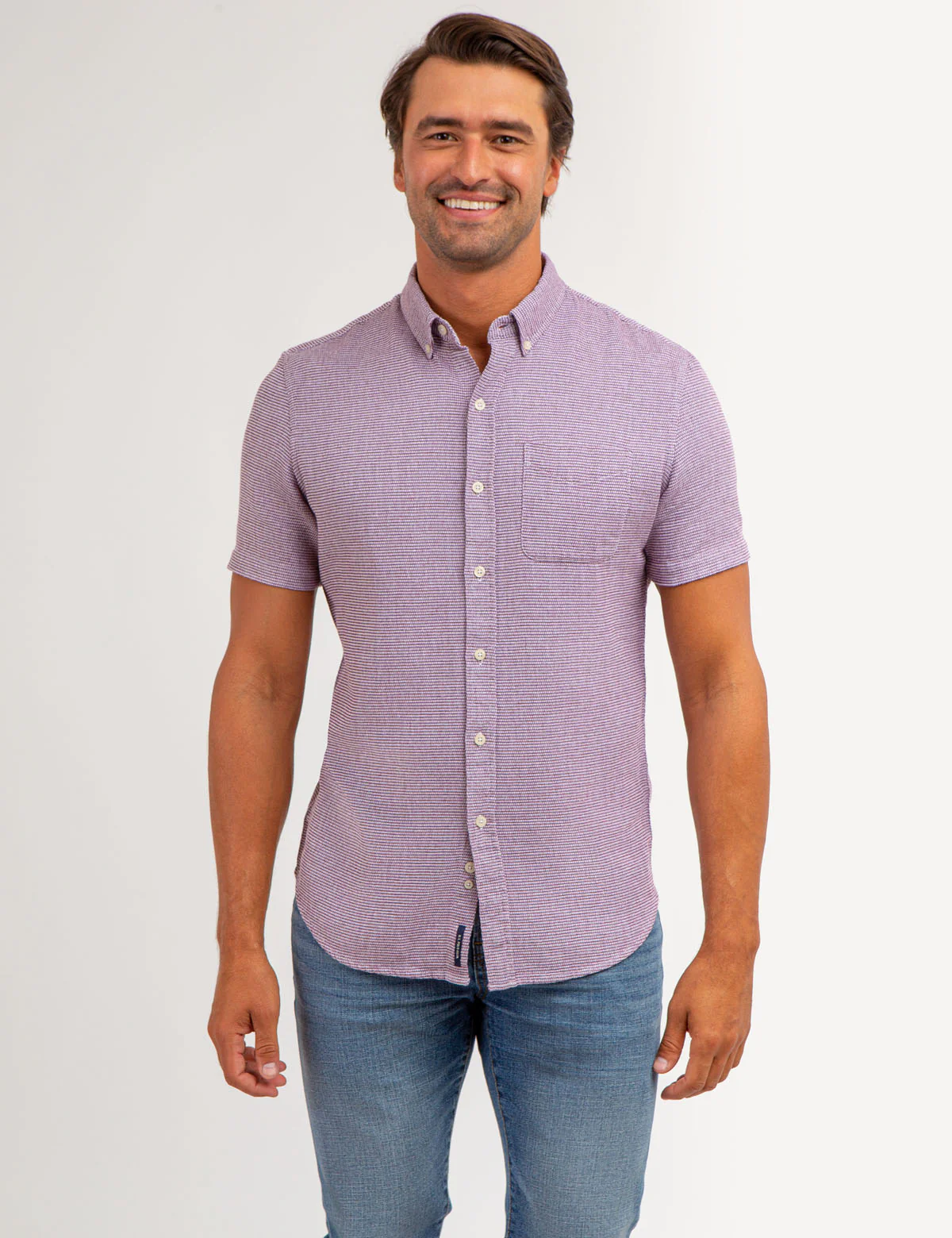 TEXTURED WEAVE SHORT SLEEVE SHIRT WITH POCKET - Image 5