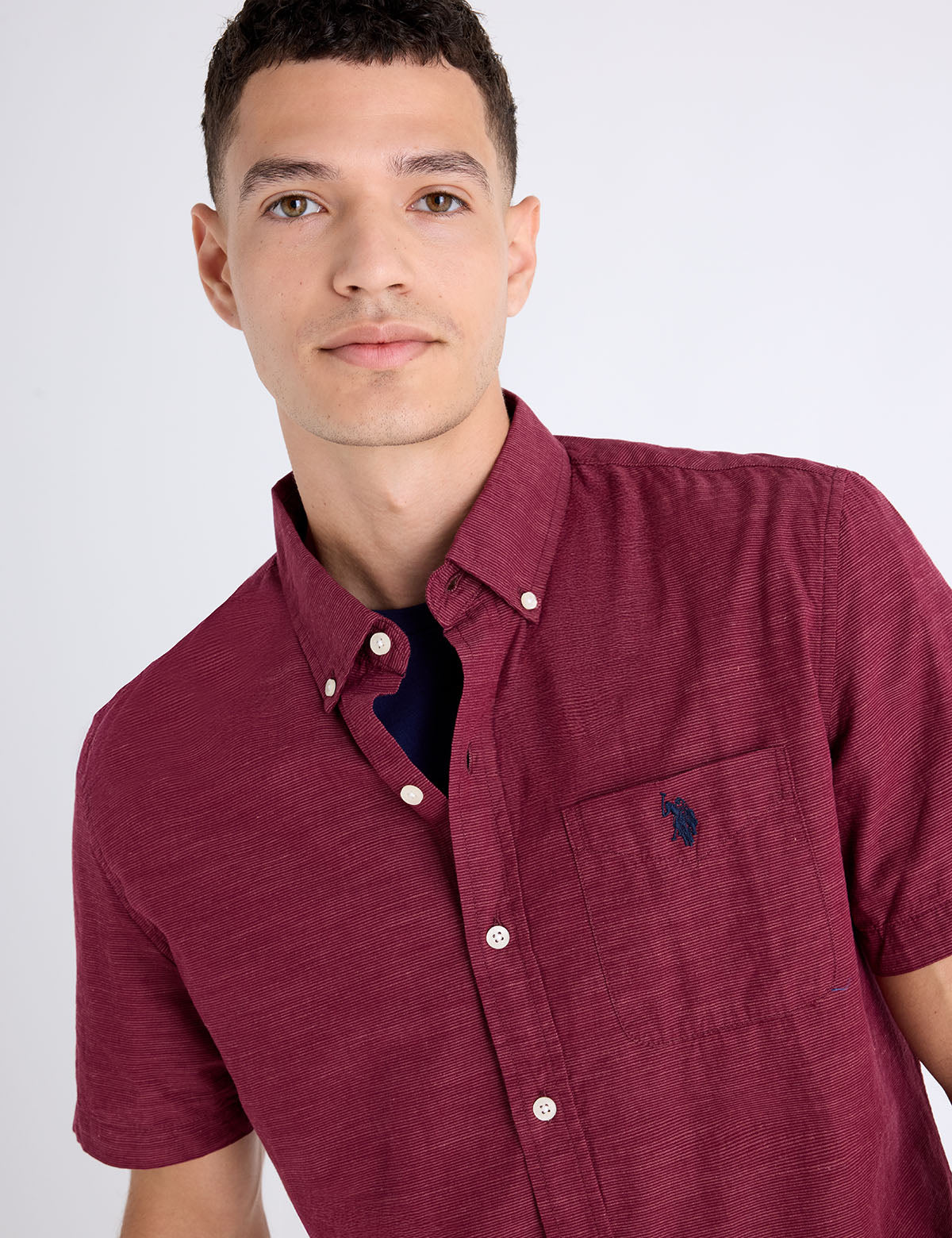 TEXTURED YARN DYE STRIPE SHORT SLEEVE SHIRT - Image 2