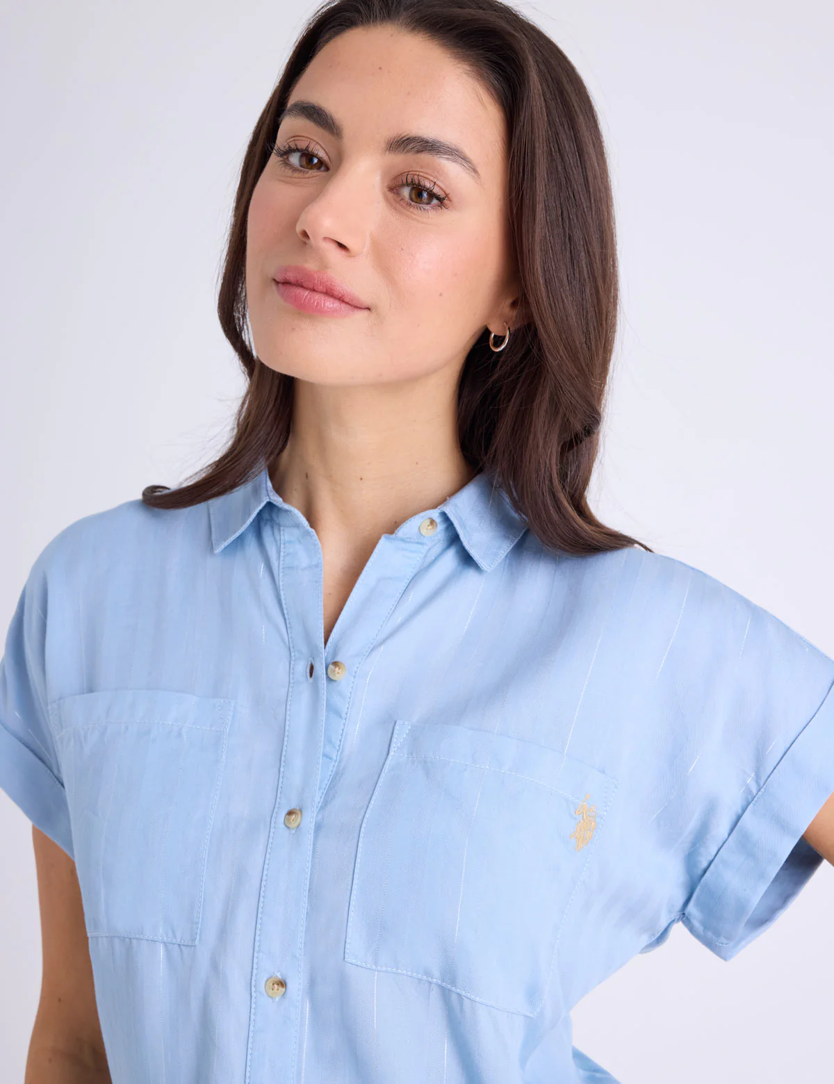 TIE FRONT LUREX STRIPE DOLMAN SHIRT - Image 4