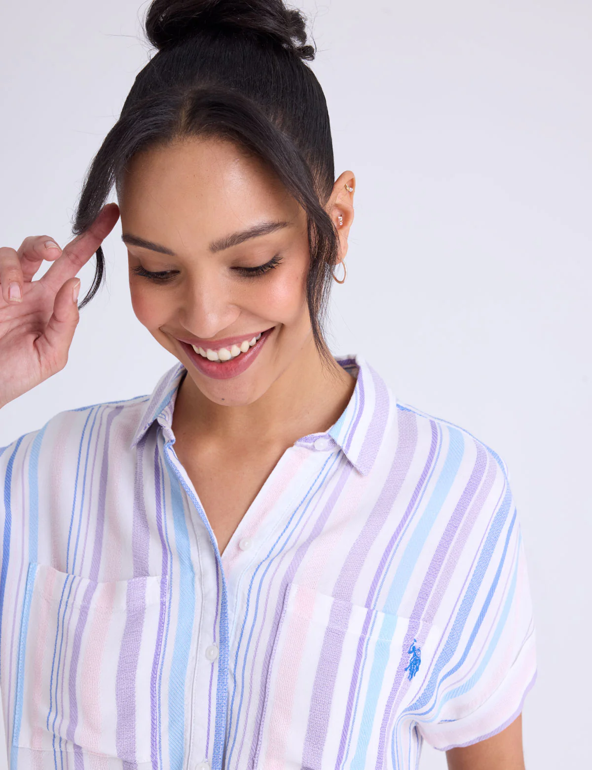 TIE FRONT STRIPE DOLMAN SHIRT - Image 2