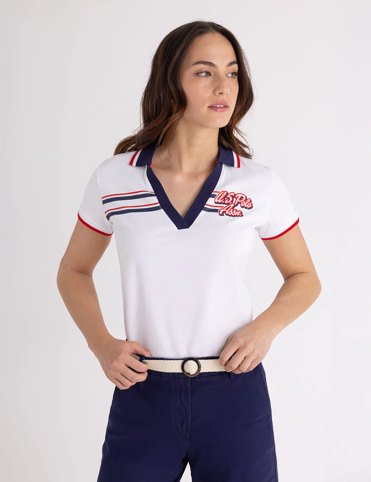 TIPPED AMERICANA SPLIT NECK POLO SHIRT