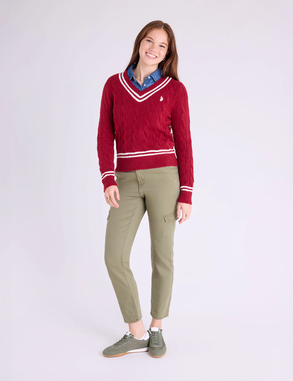 TIPPED CABLE V-NECK SWEATER - Image 3