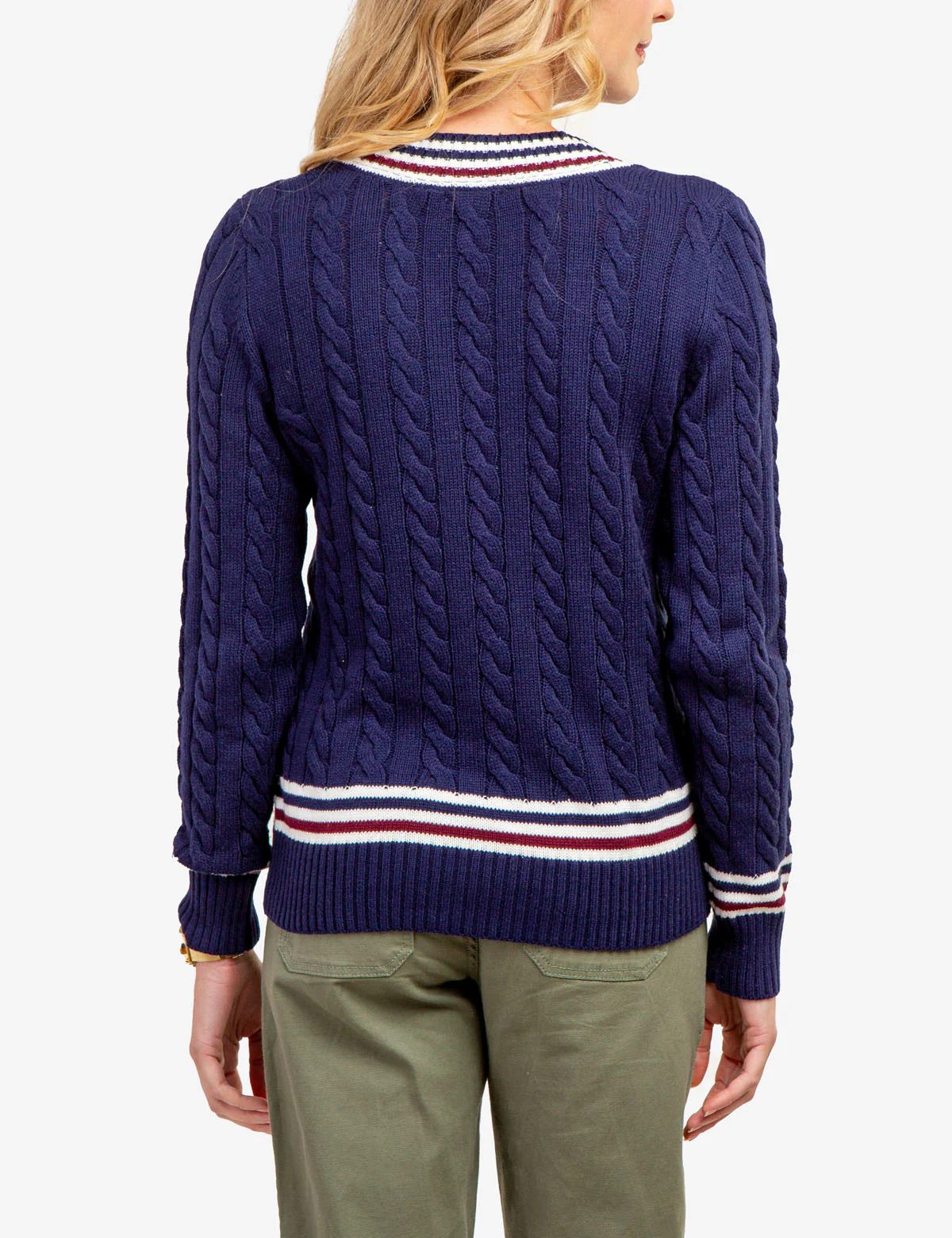 TIPPED CABLE V-NECK SWEATER - Image 4
