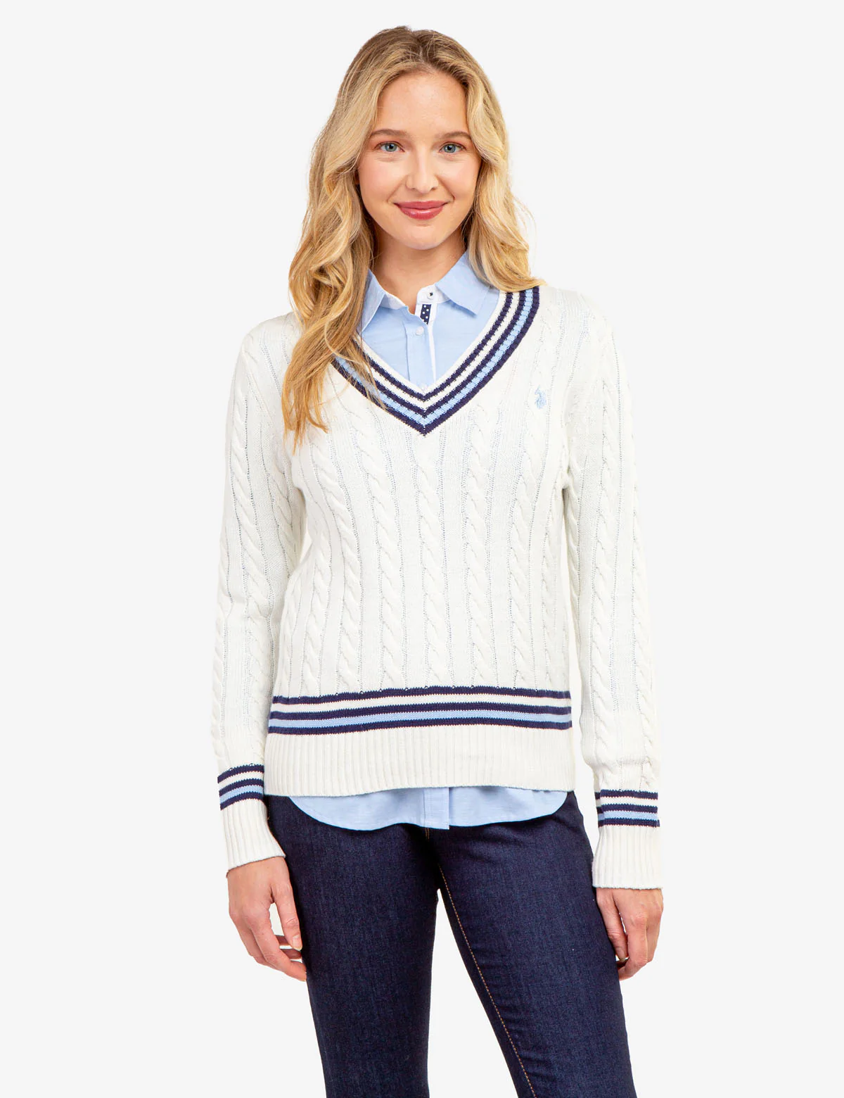 TIPPED CABLE V-NECK SWEATER - Image 5
