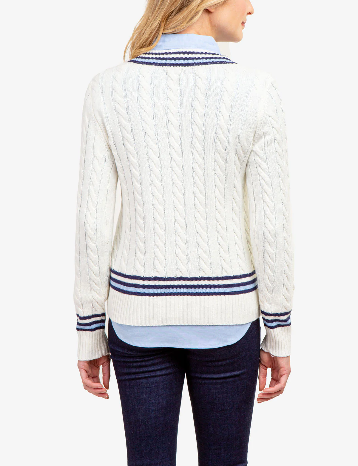 TIPPED CABLE V-NECK SWEATER - Image 7