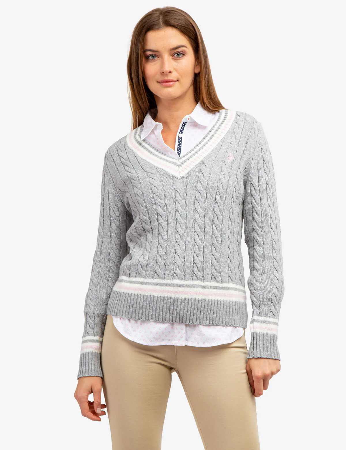 TIPPED CABLE V-NECK SWEATER - Image 9