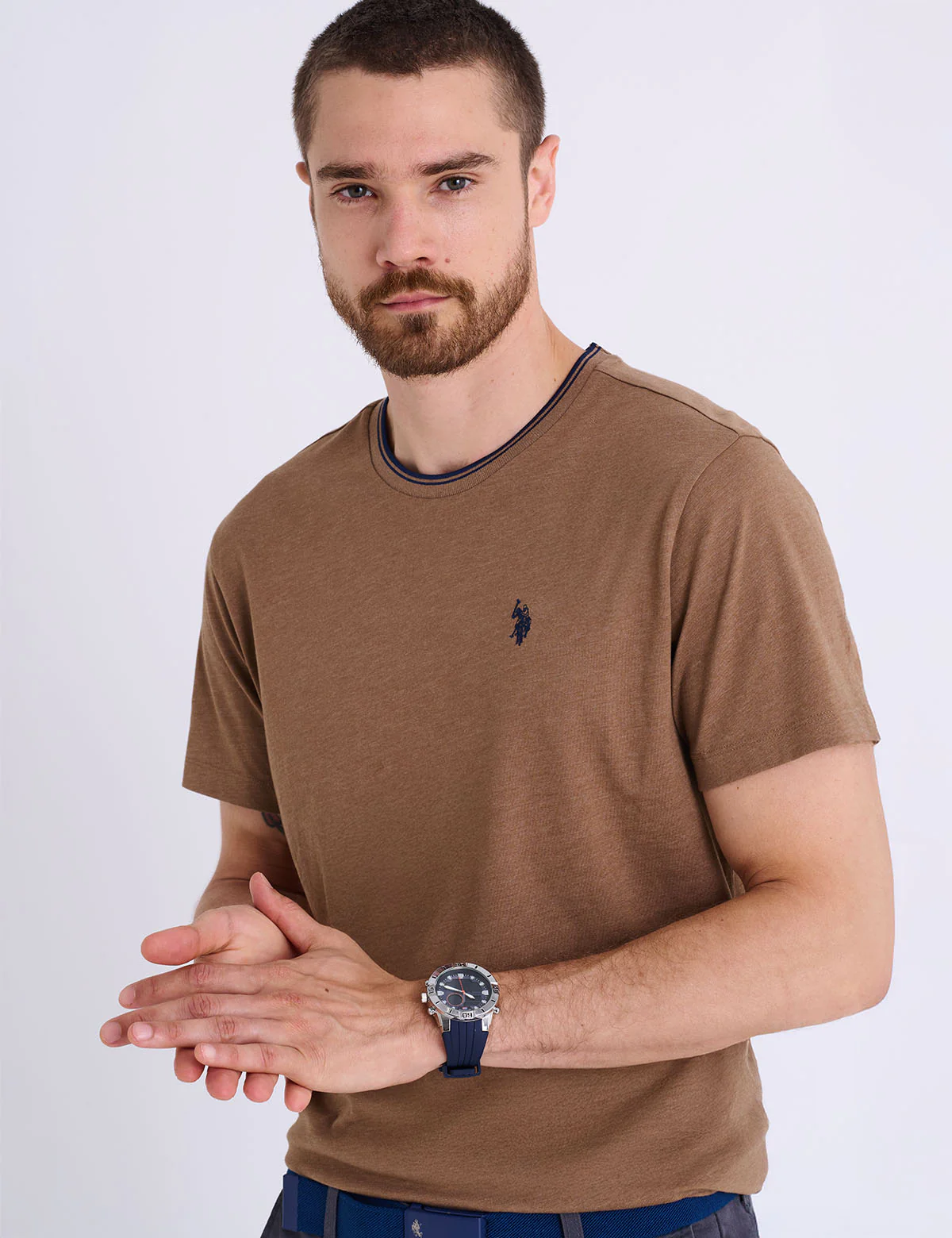 TIPPED CREW NECK COLLAR T-SHIRT
