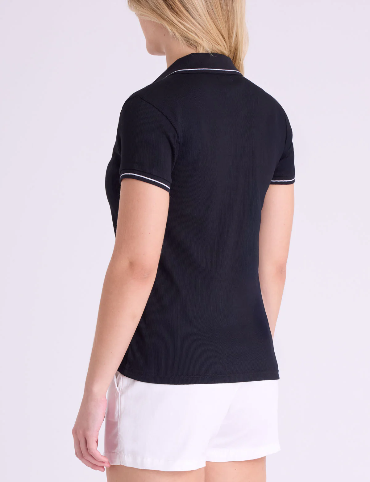 TIPPED SPLIT NECK RIBBED POLO SHIRT - Image 5