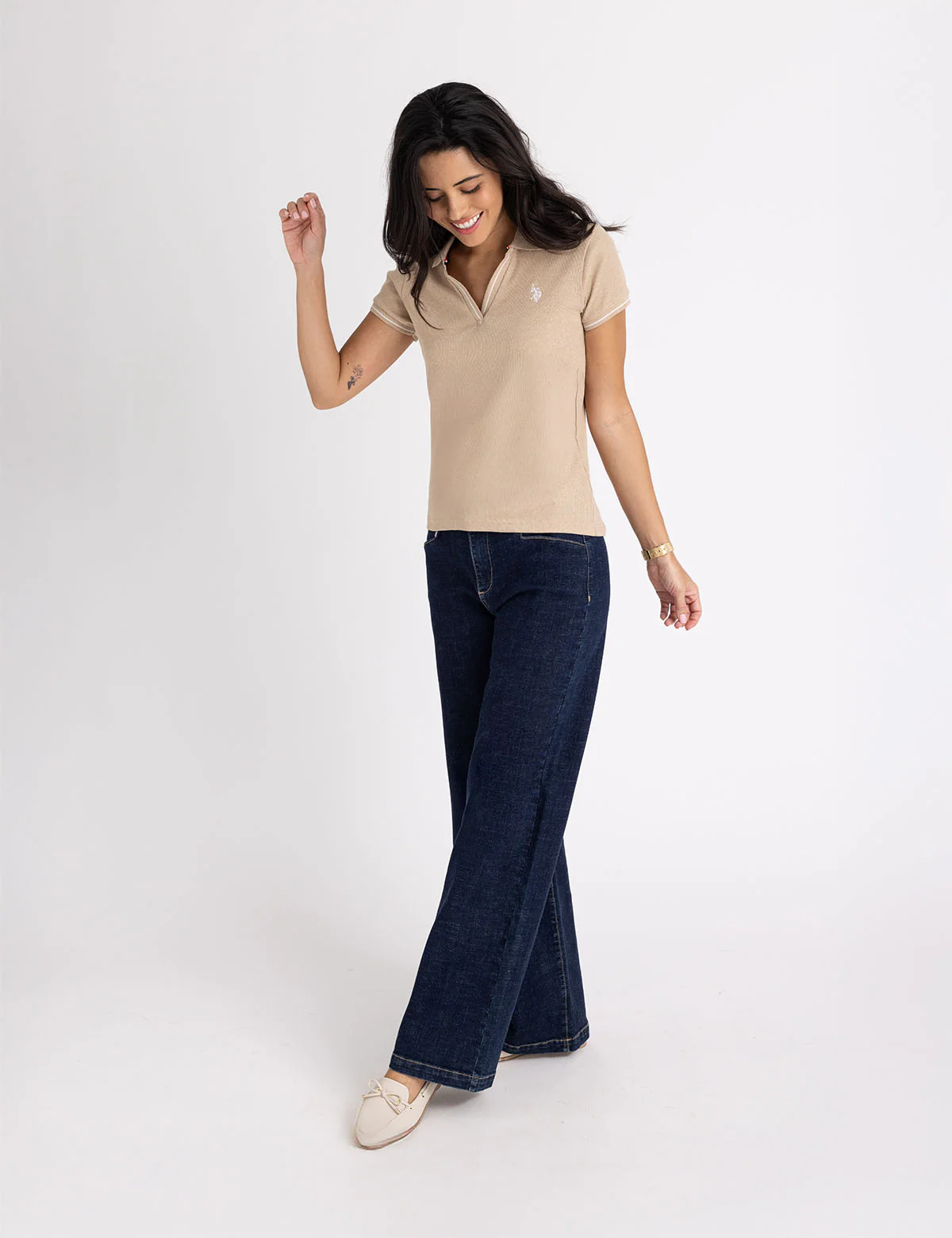 TIPPED SPLIT NECK RIBBED POLO SHIRT - Image 10