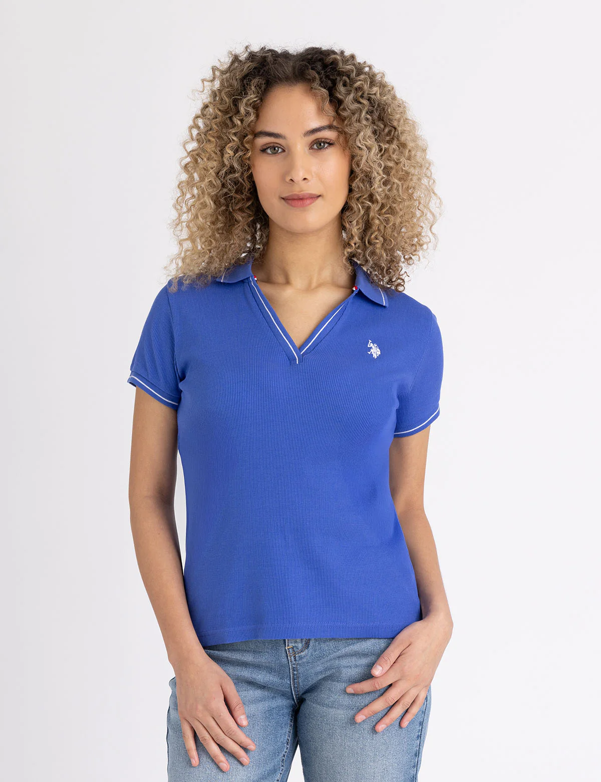 TIPPED SPLIT NECK RIBBED POLO SHIRT - Image 12