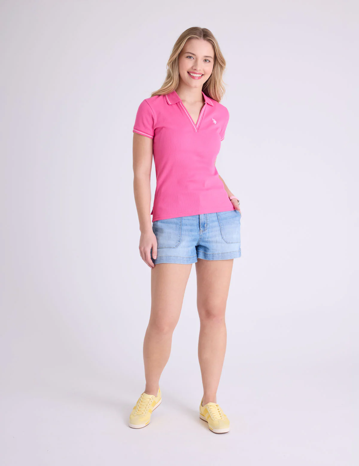 TIPPED SPLIT NECK RIBBED POLO SHIRT - Image 3