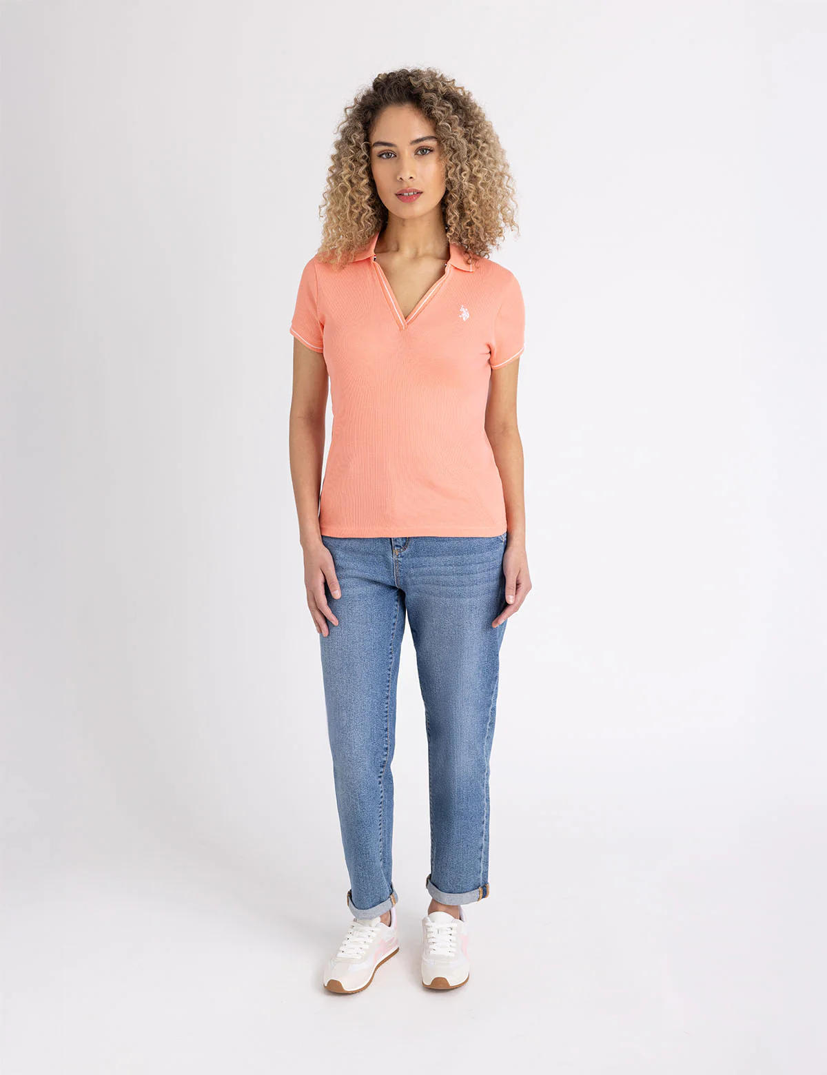 TIPPED SPLIT NECK RIBBED POLO SHIRT - Image 4