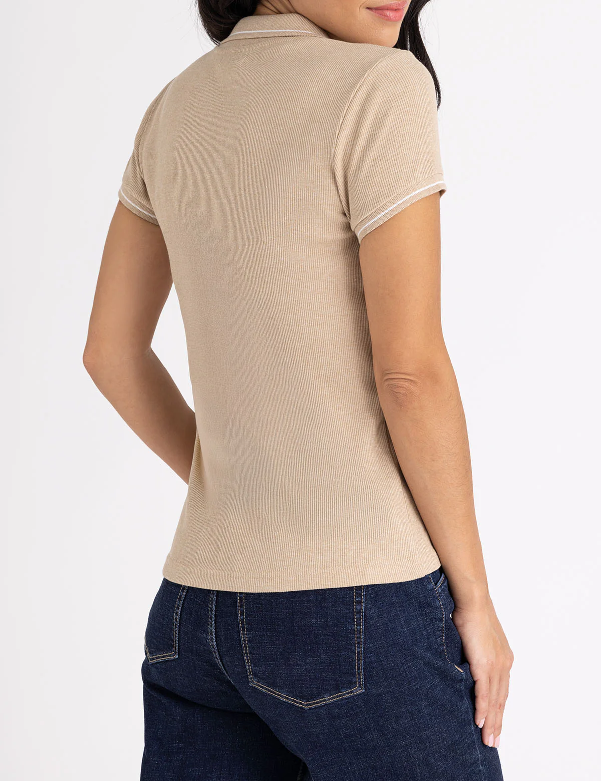 TIPPED SPLIT NECK RIBBED POLO SHIRT - Image 9