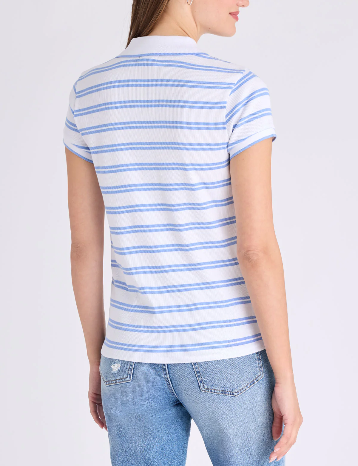 TIPPED SPLIT NECK STRIPE POLO SHIRT - Image 4