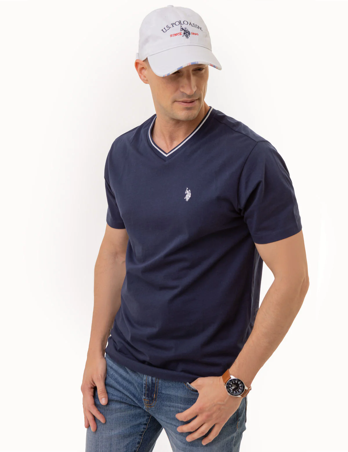 TIPPED V-NECK JERSEY T-SHIRT - Image 11