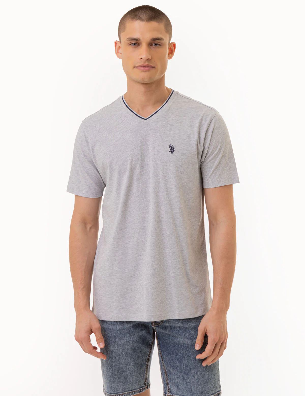 TIPPED V-NECK JERSEY T-SHIRT - Image 13