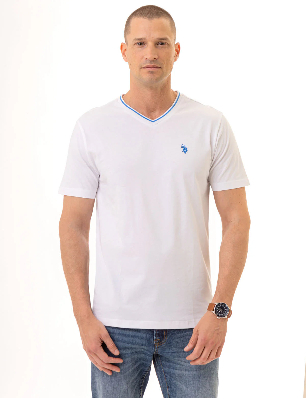 TIPPED V-NECK JERSEY T-SHIRT - Image 17