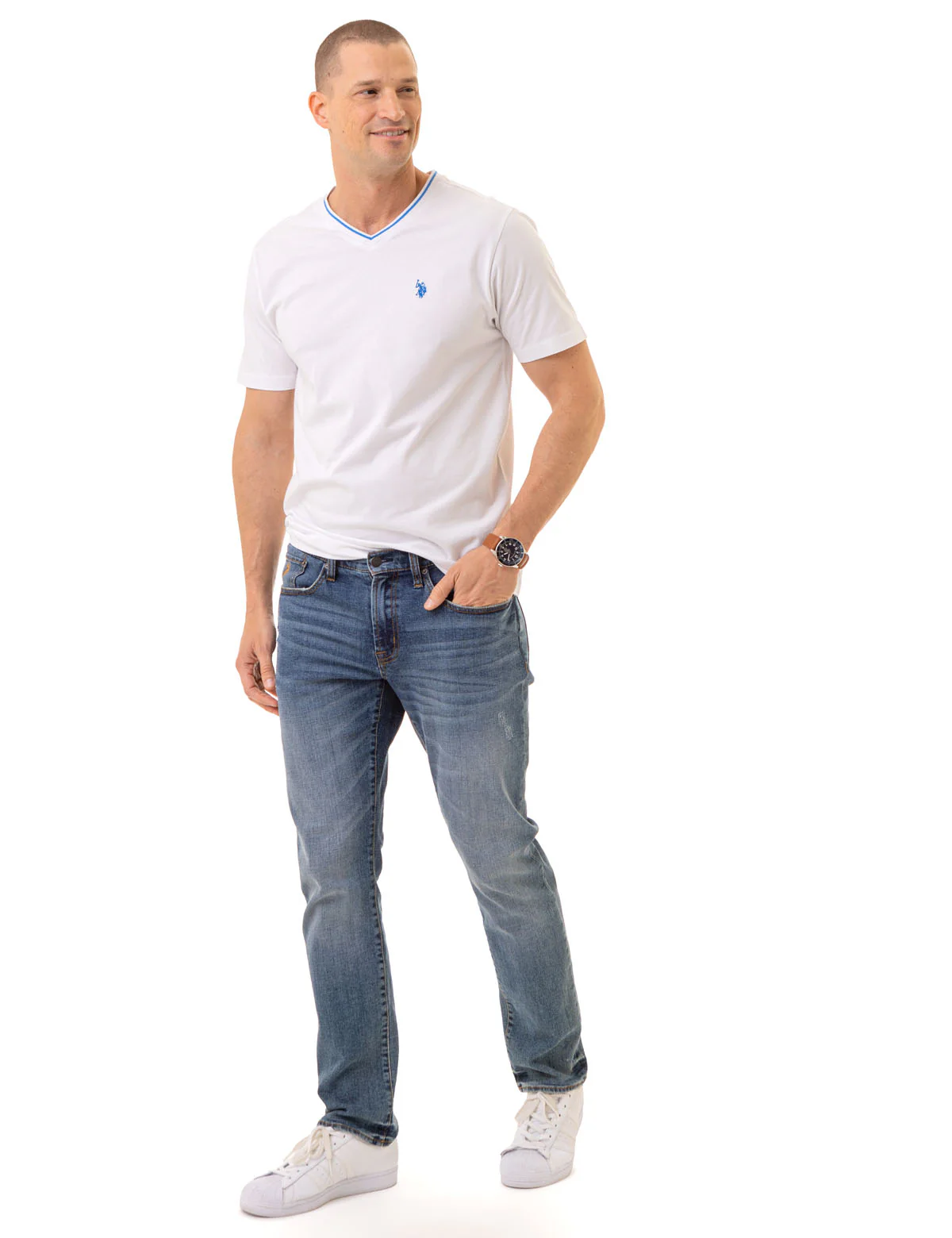 TIPPED V-NECK JERSEY T-SHIRT - Image 19