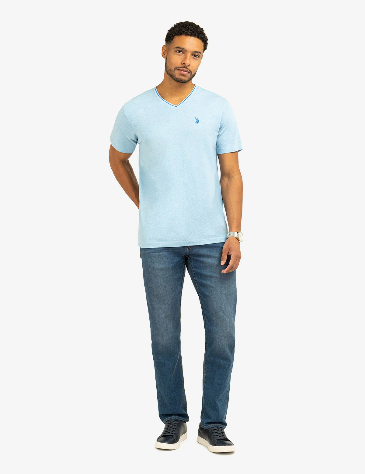 TIPPED V-NECK JERSEY T-SHIRT - Image 2